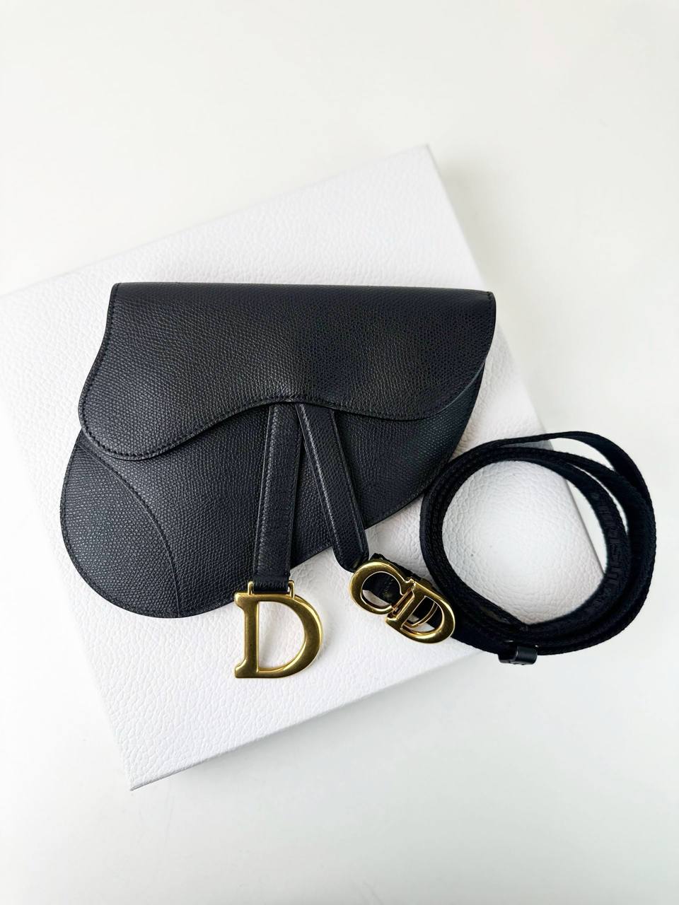 DIOR BLACK SADDLE POUCH BELT BAG