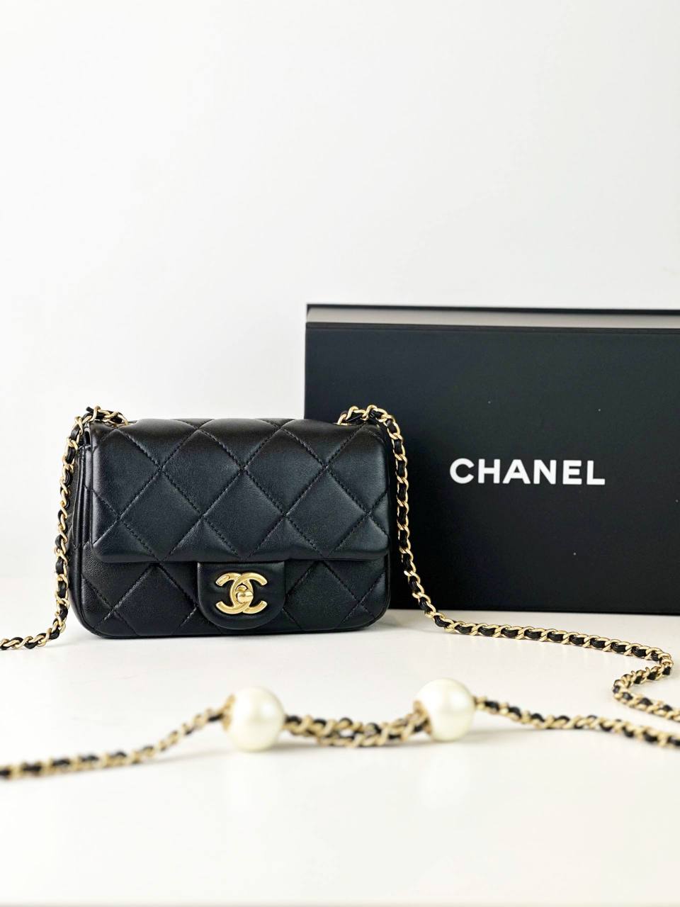 CHANEL 24S MINI FLAP BLACK CROSSBODY BAG