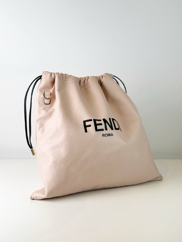 FENDI LOGO PINK DRAWSTRING CROSSBODY BAG