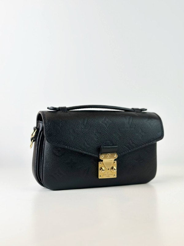LOUIS VUITTON POCHETTE EAST WEST METIS BLACK MONOGRAM EMPREINTE CROSSBODY BAG