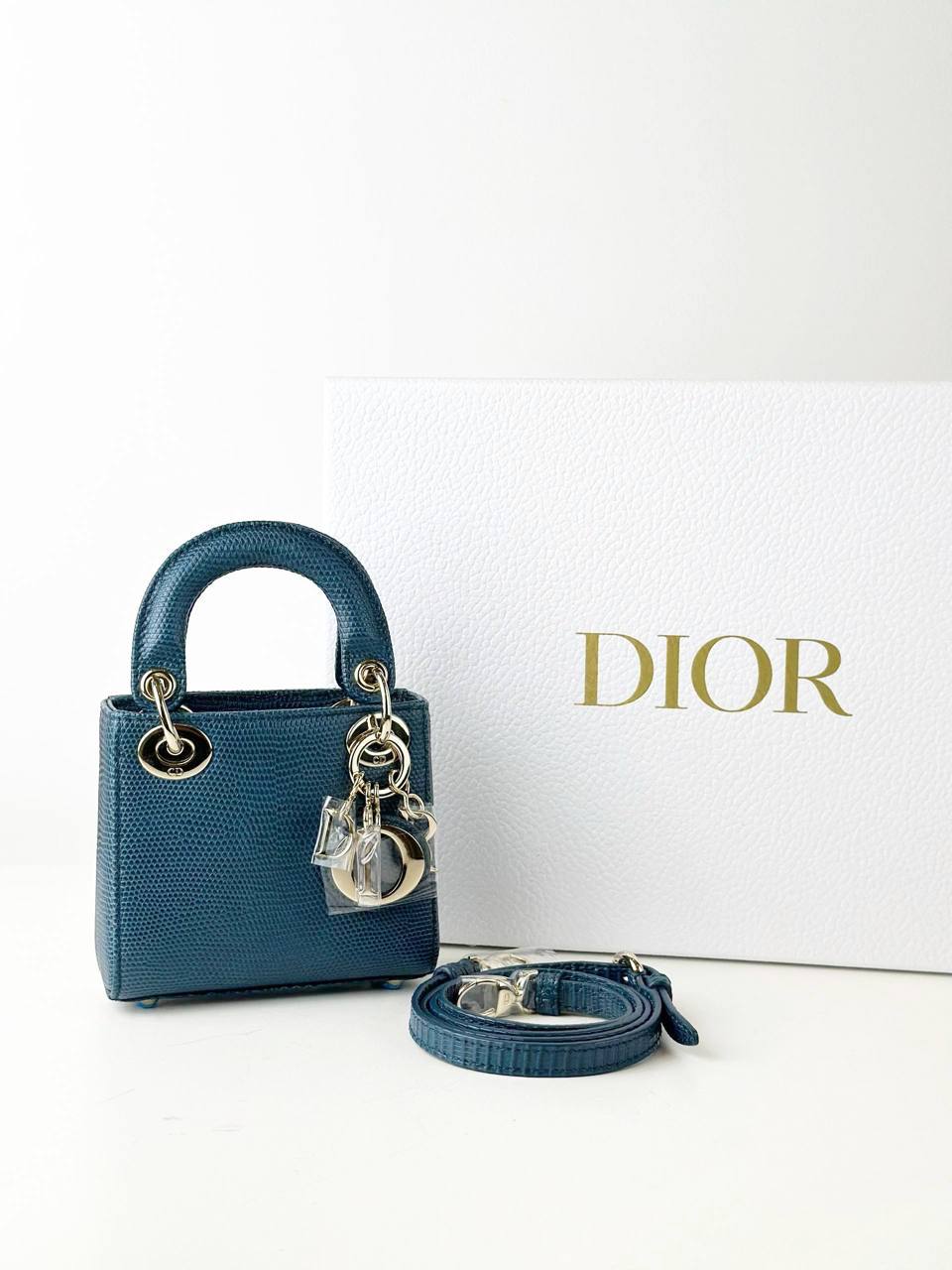 DIOR LADY DIOR MICRO LIZARD CROSSBODY BAG