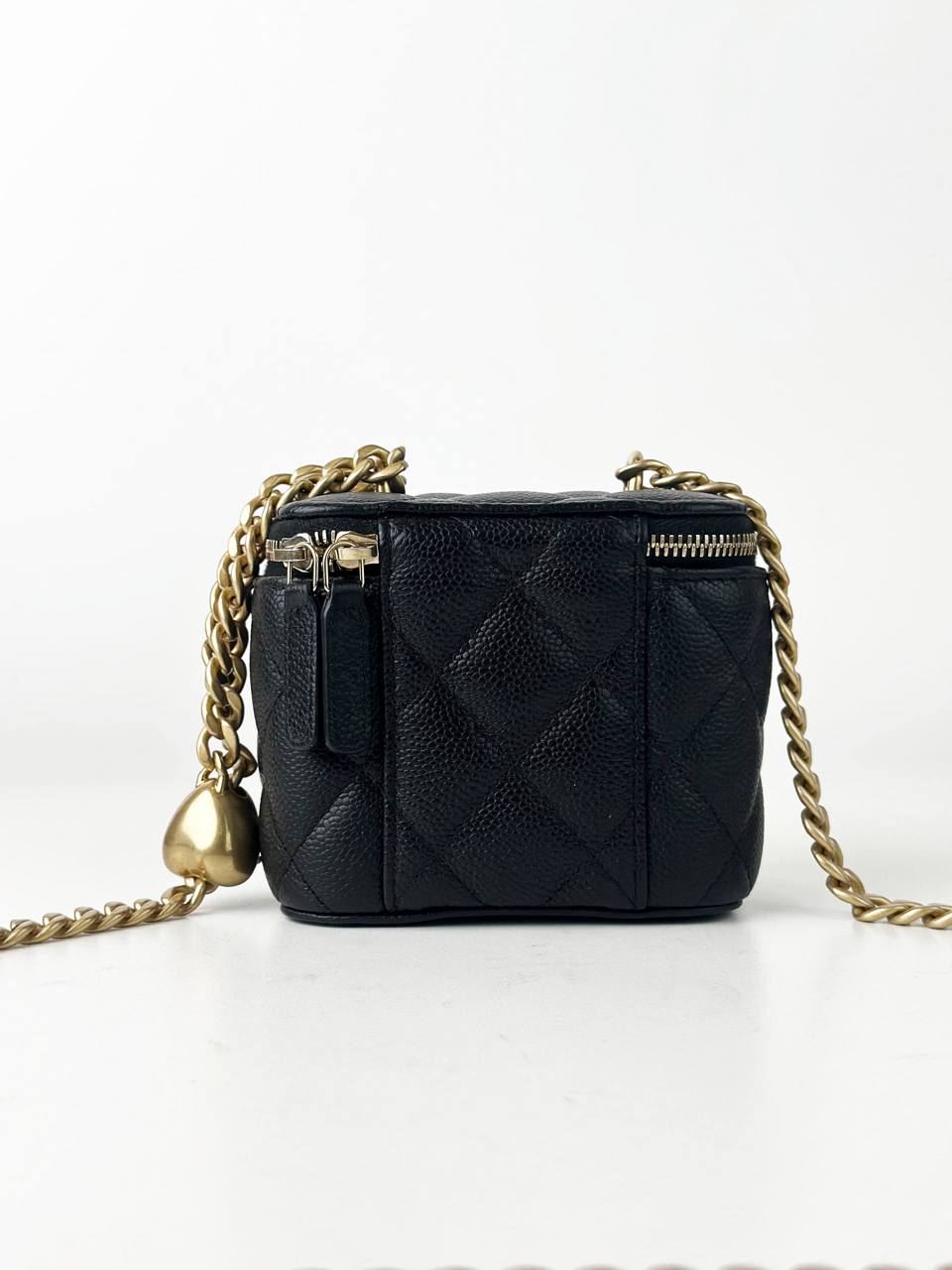 CHANEL MINI BLACK CAVIAR VANITY CASE CROSSBODY BAG GHW