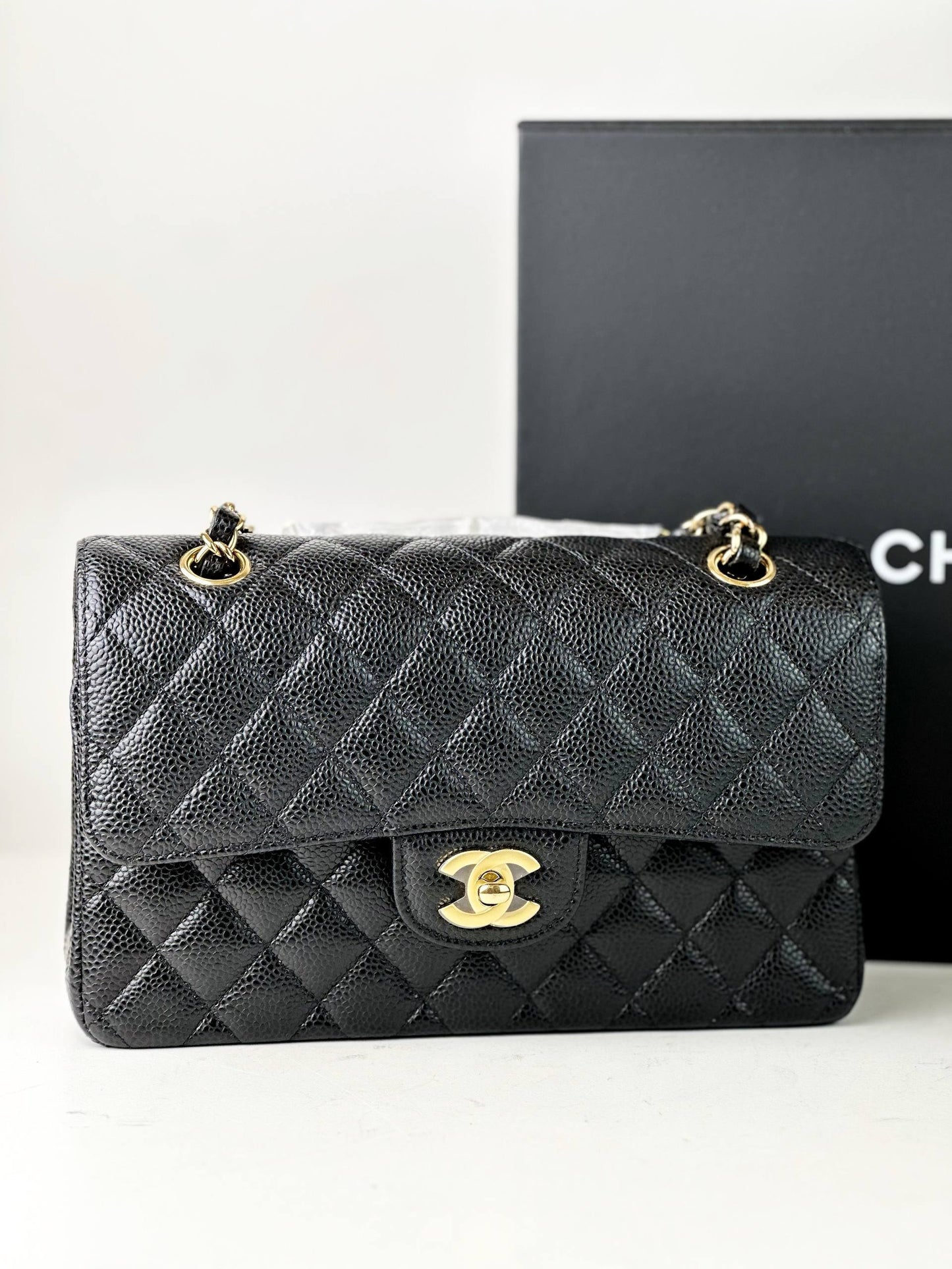 CHANEL CLASSIC FLAP CAVIAR BLACK SMALL SHOULDER BAG GHW