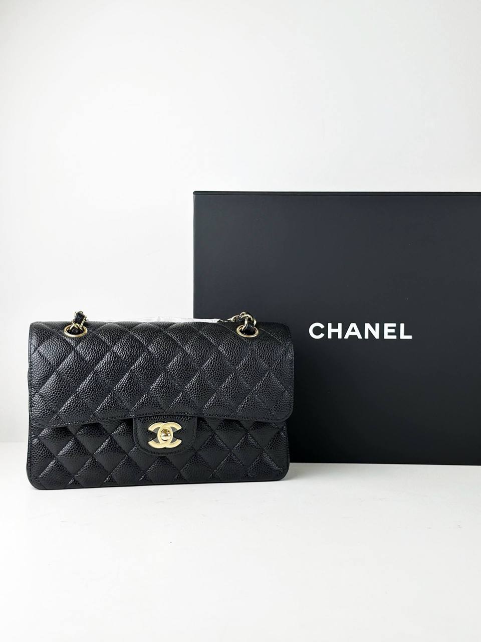 CHANEL CLASSIC FLAP CAVIAR BLACK SMALL SHOULDER BAG GHW