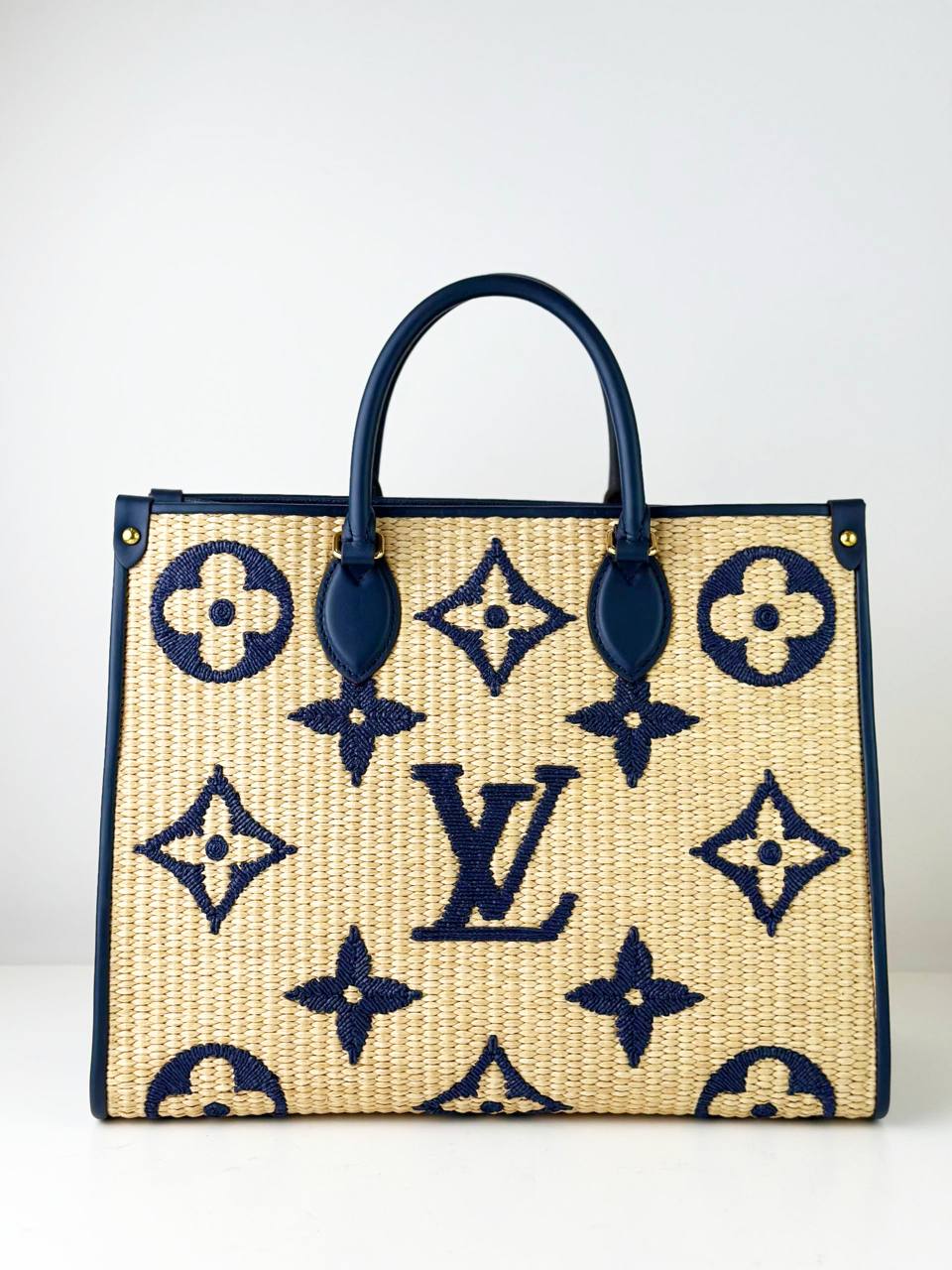 LOUIS VUITTON ON THE GO MM RAFFIA HANDBAG