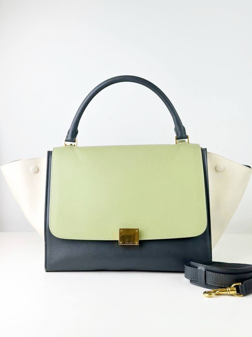 CELINE TRAPEZE TRICOLOR HANDBAG WITH STRAP
