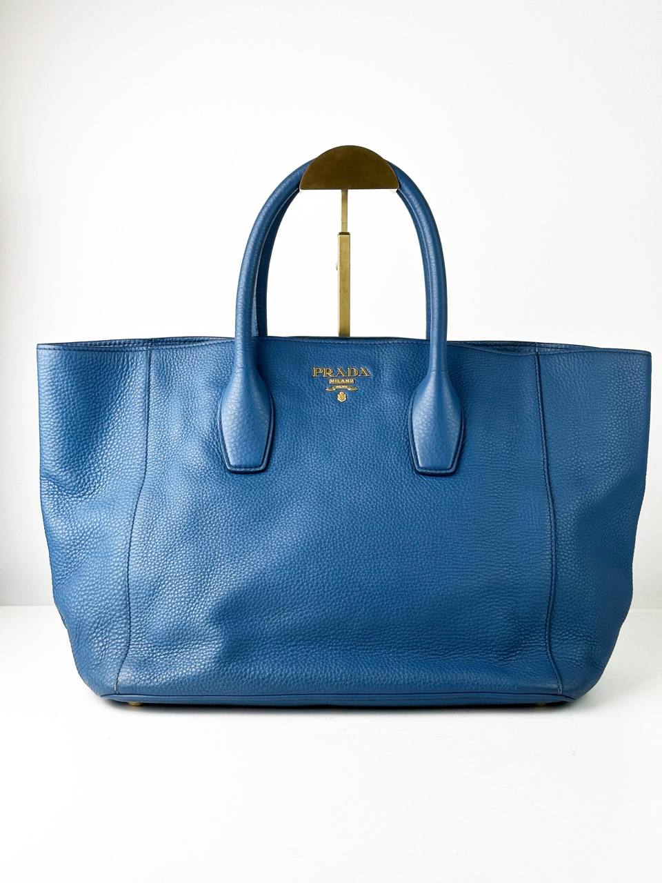 PRADA VITELLO DAINO BLUE TOTE BAG