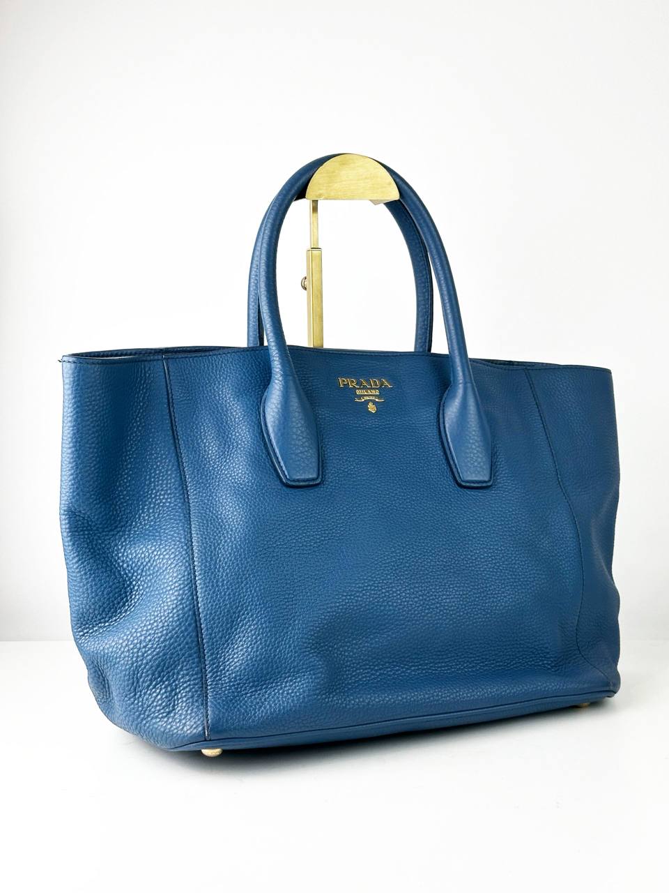 PRADA VITELLO DAINO BLUE TOTE BAG