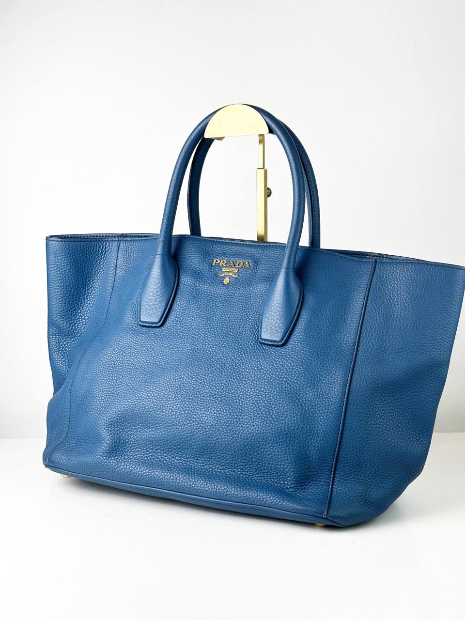 PRADA VITELLO DAINO BLUE TOTE BAG