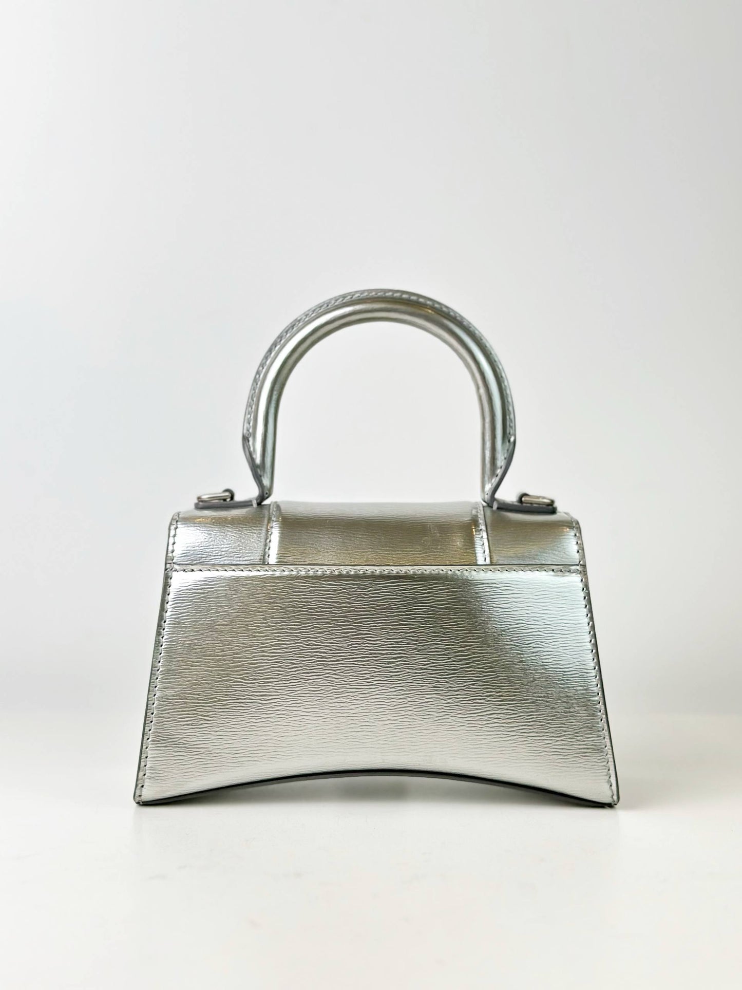 BALENCIAGA HOURGLASS XS SILVER CROSSBODY BAG