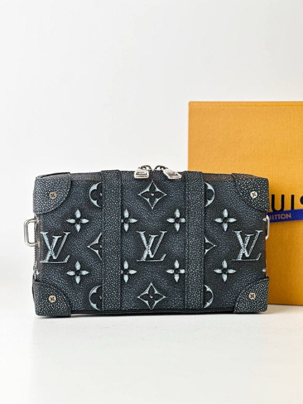 LOUIS VUITTON FADED MONOGRAM DEBOSSED SOFT TRUNK WALLET CROSSBODY BAG