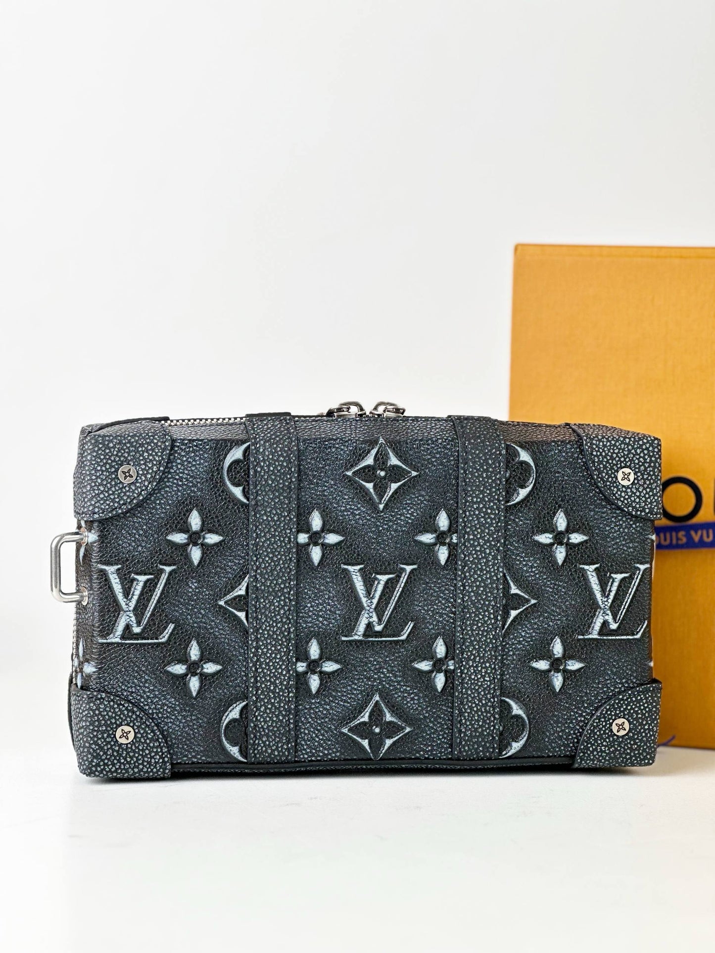 LOUIS VUITTON FADED MONOGRAM DEBOSSED SOFT TRUNK WALLET CROSSBODY BAG