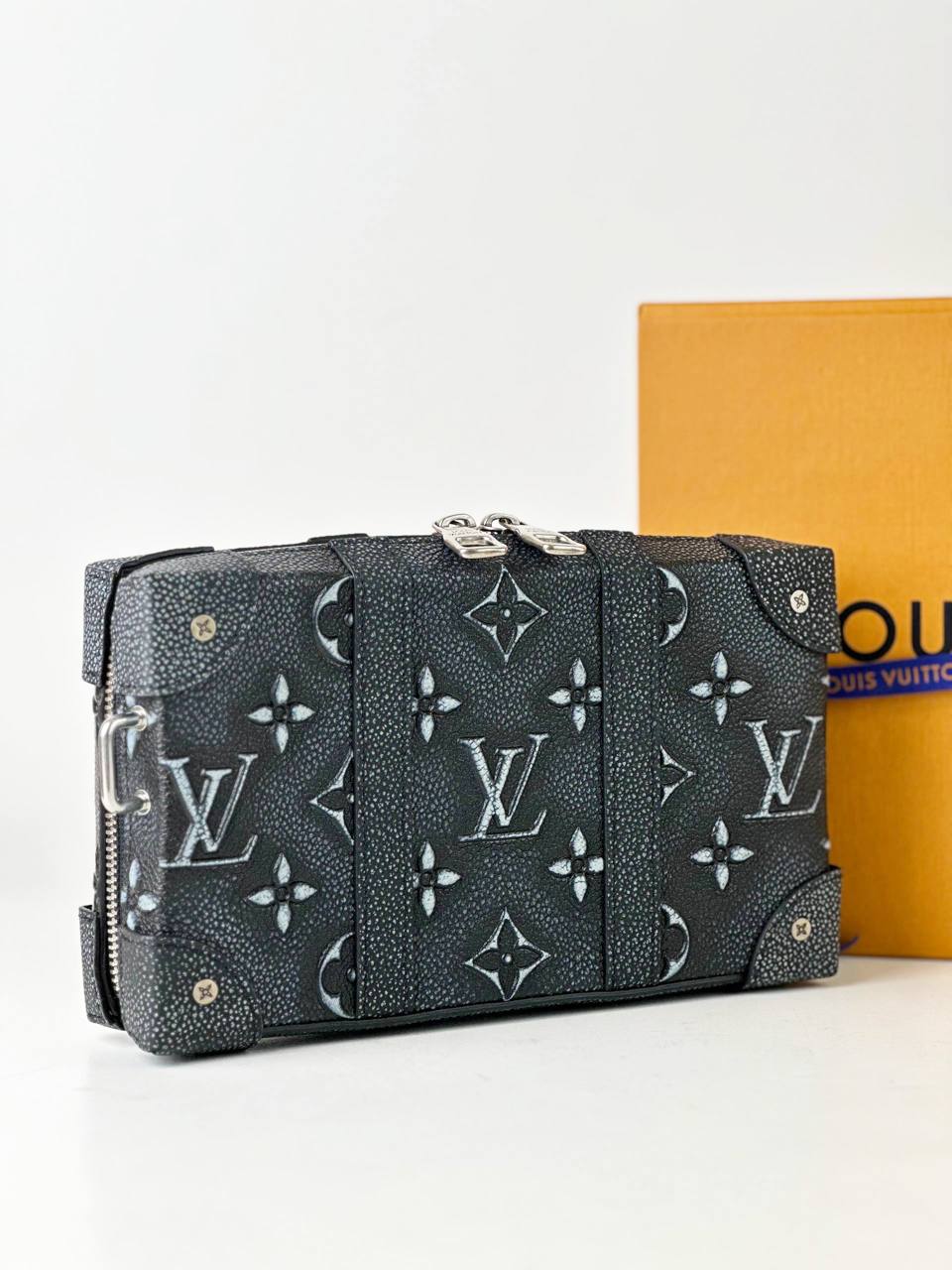 LOUIS VUITTON FADED MONOGRAM DEBOSSED SOFT TRUNK WALLET CROSSBODY BAG