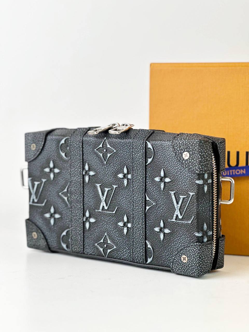 LOUIS VUITTON FADED MONOGRAM DEBOSSED SOFT TRUNK WALLET CROSSBODY BAG