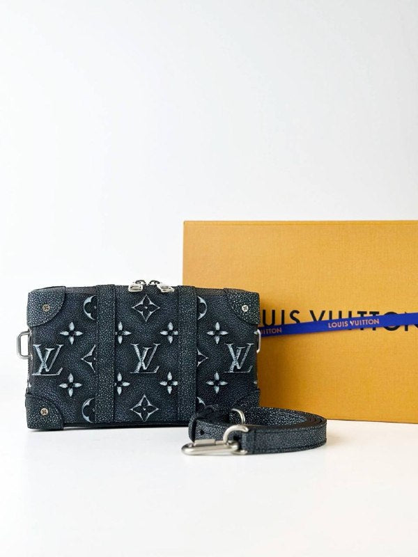 LOUIS VUITTON FADED MONOGRAM DEBOSSED SOFT TRUNK WALLET CROSSBODY BAG