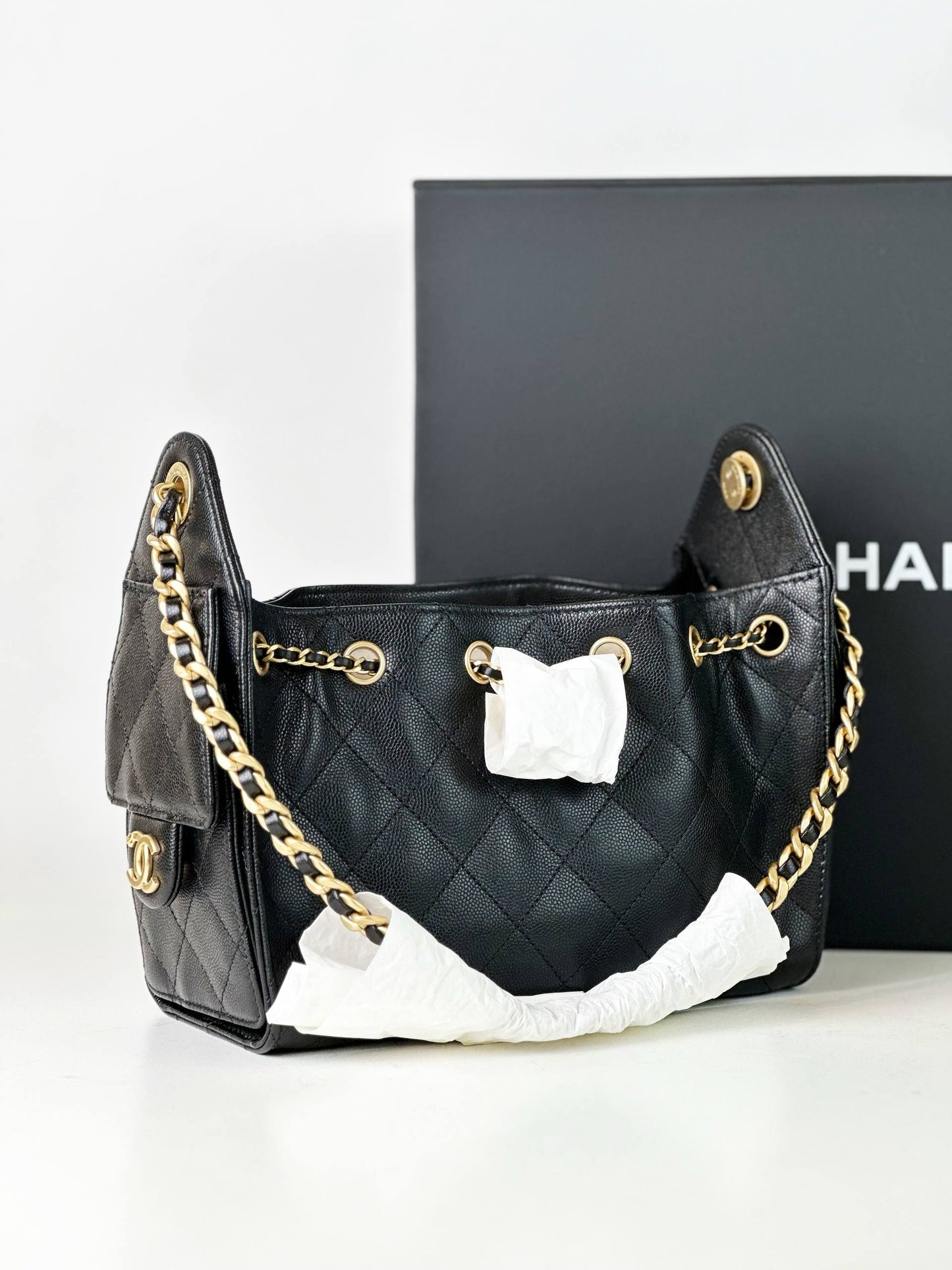 CHANEL 25 BLACK MINI HOBO SHOULDER BAG GHW