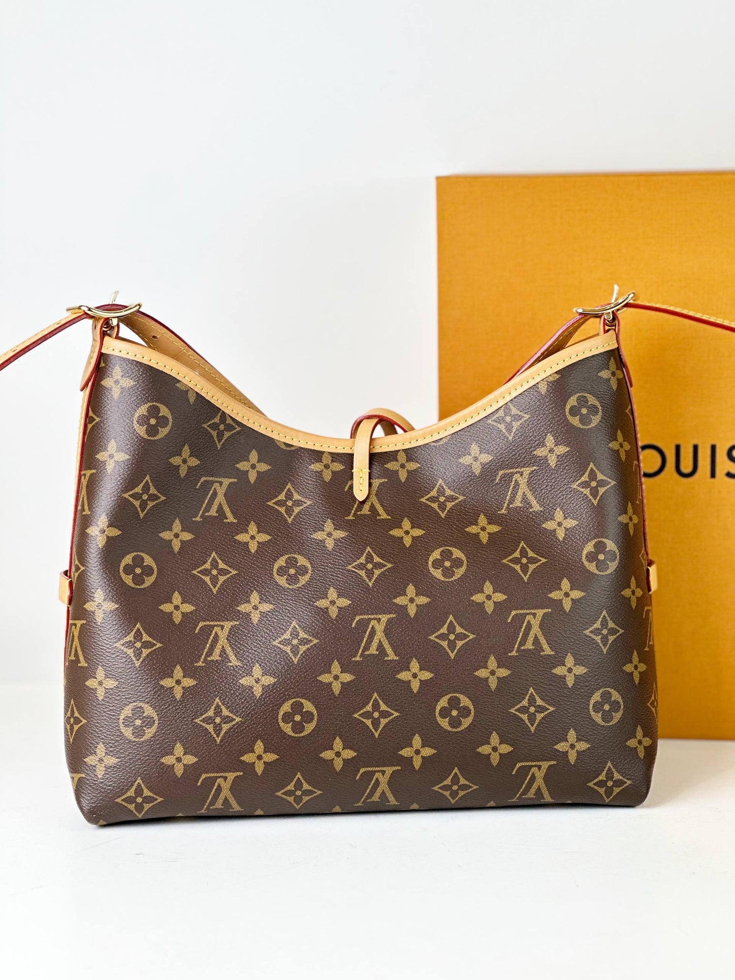 LOUIS VUITTON MONOGRAM CARRYALL PM SHOULDER BAG WITH POUCH FULL SET