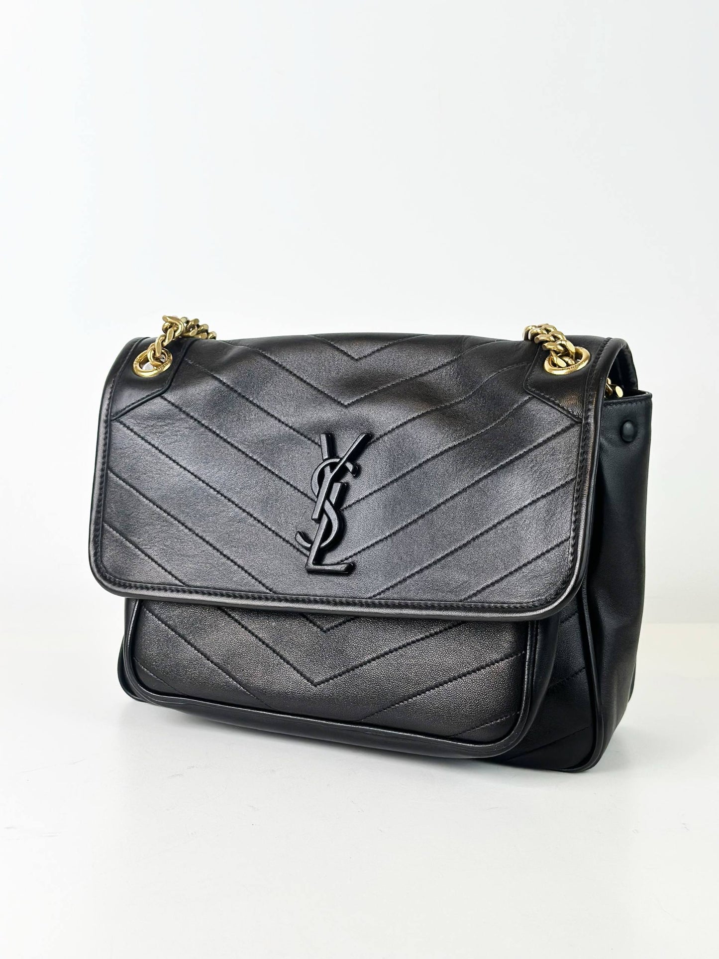 YSL NIKI BLACK MEDIUM CHAIN SHOULDER BAG GHW