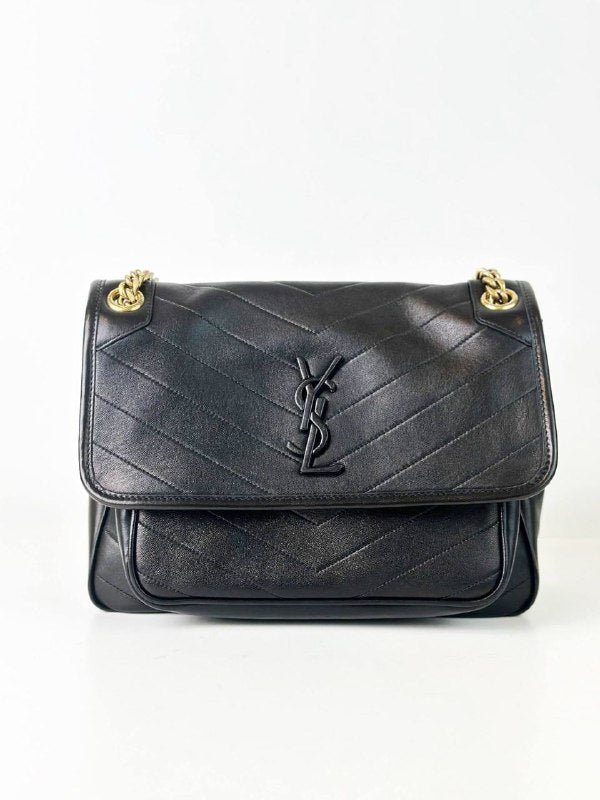 YSL NIKI BLACK MEDIUM CHAIN SHOULDER BAG GHW