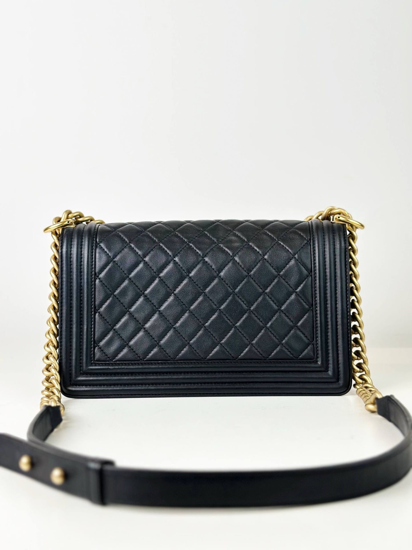 CHANEL LE BOY MEDIUM FLAP BLACK SHOULDER BAG GHW