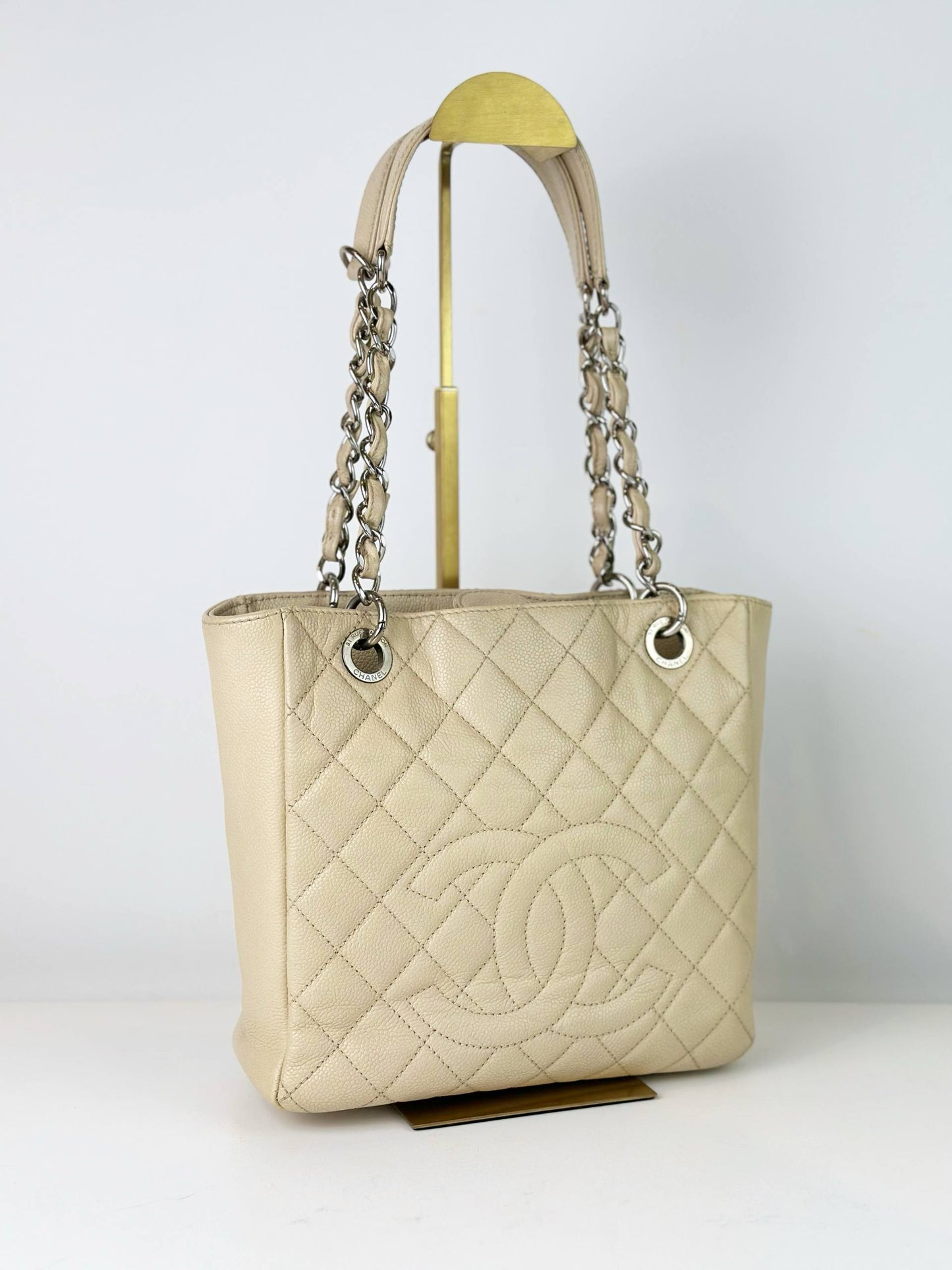 CHANEL PST PETITE SHOPPING BEIGE TOTE BAG SHW