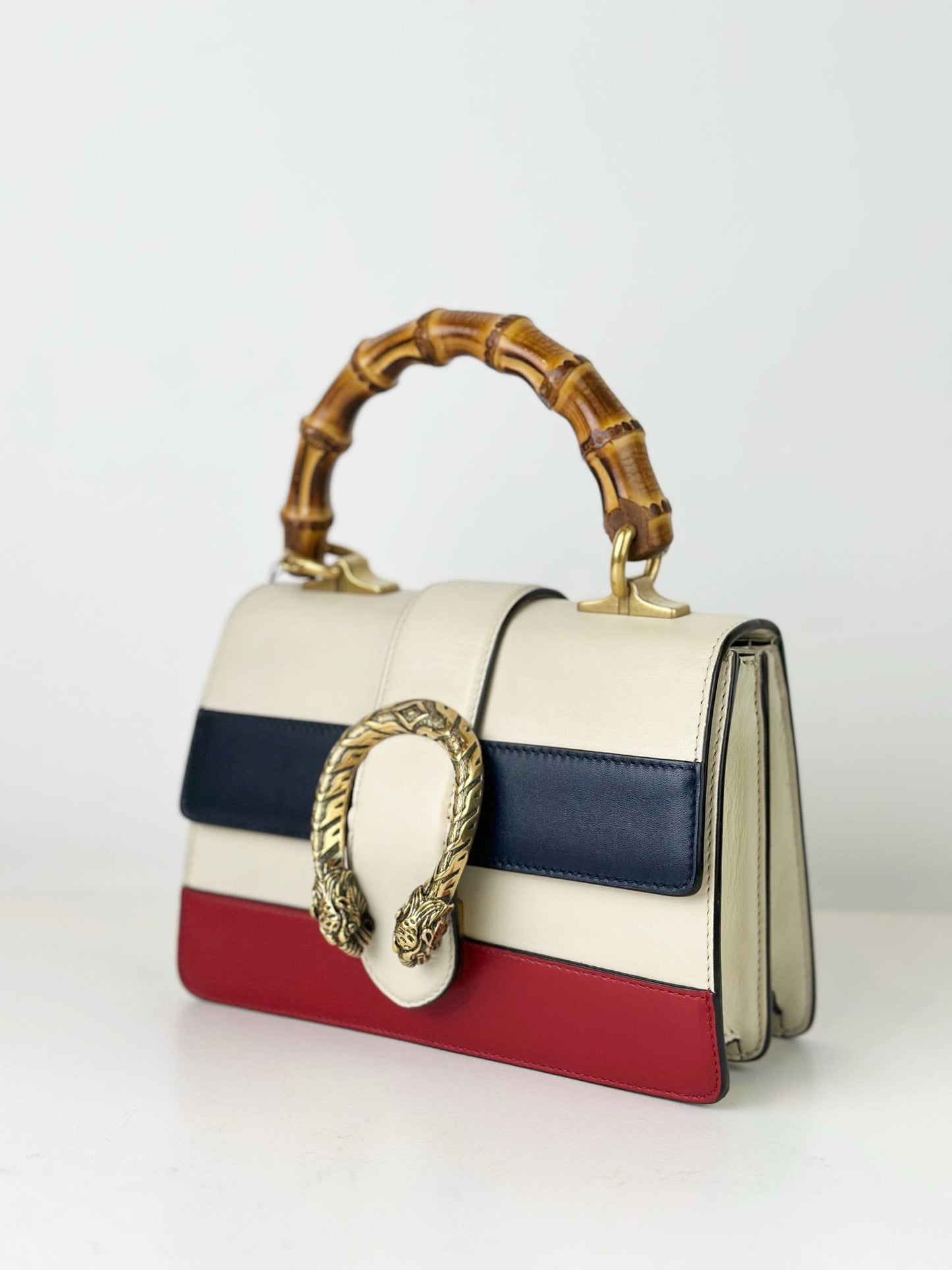 GUCCI TRICOLOR LEATHER MEDIUM DIONYSUS BAMBOO TOP HANDLE BAG