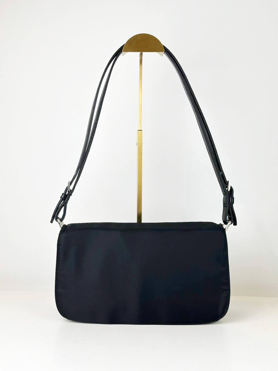 PRADA TESSUTO NYLON BLACK FLAP SHOULDER BAG