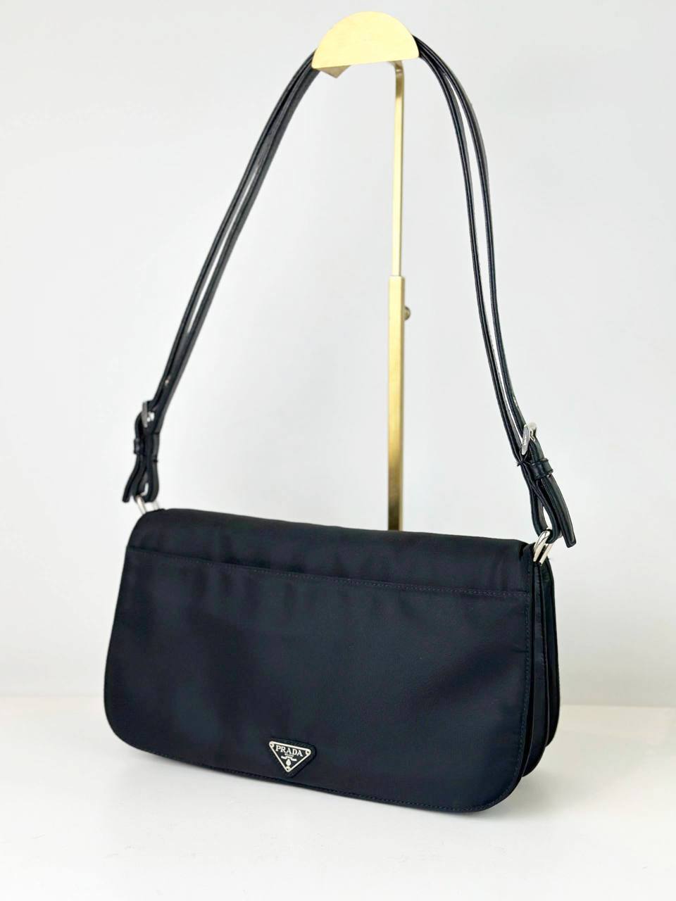 PRADA TESSUTO NYLON BLACK FLAP SHOULDER BAG