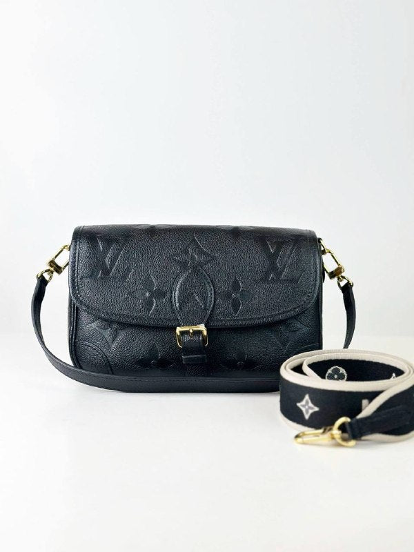 LOUIS VUITTON MONOGRAM EMPREINTE BLACK DIANE PM SHOULDER BAG