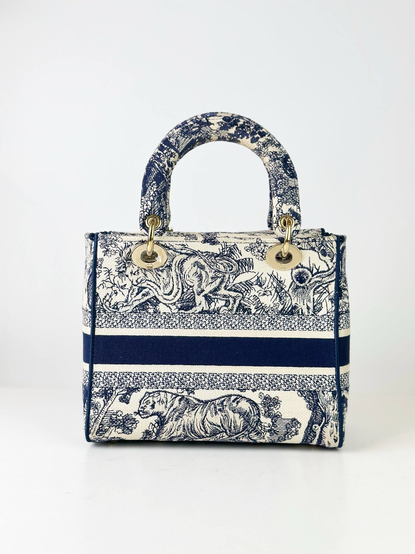 DIOR LADY D-LITE TOILE DE JOUY OBLIQUE MEDIUM HANDBAG WITH STRAP