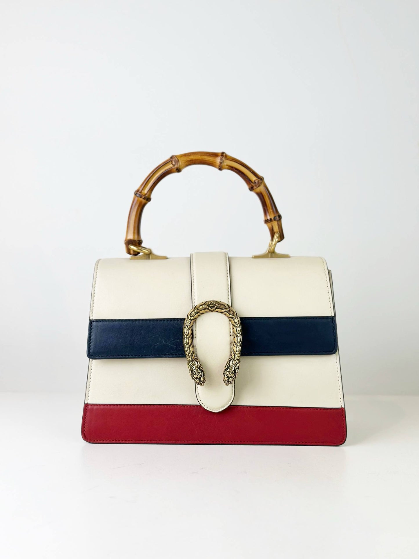 GUCCI TRICOLOR LEATHER MEDIUM DIONYSUS BAMBOO TOP HANDLE BAG