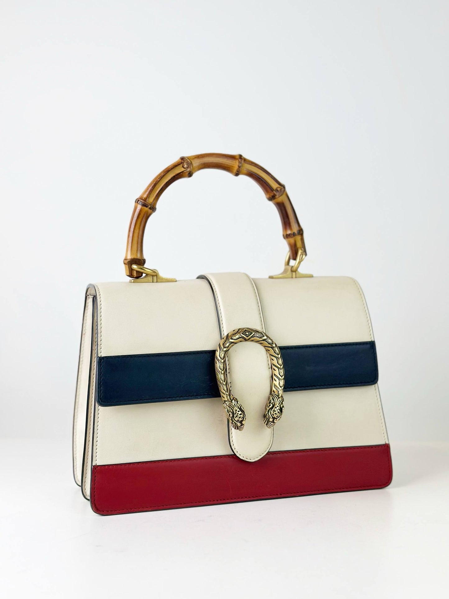 GUCCI TRICOLOR LEATHER MEDIUM DIONYSUS BAMBOO TOP HANDLE BAG