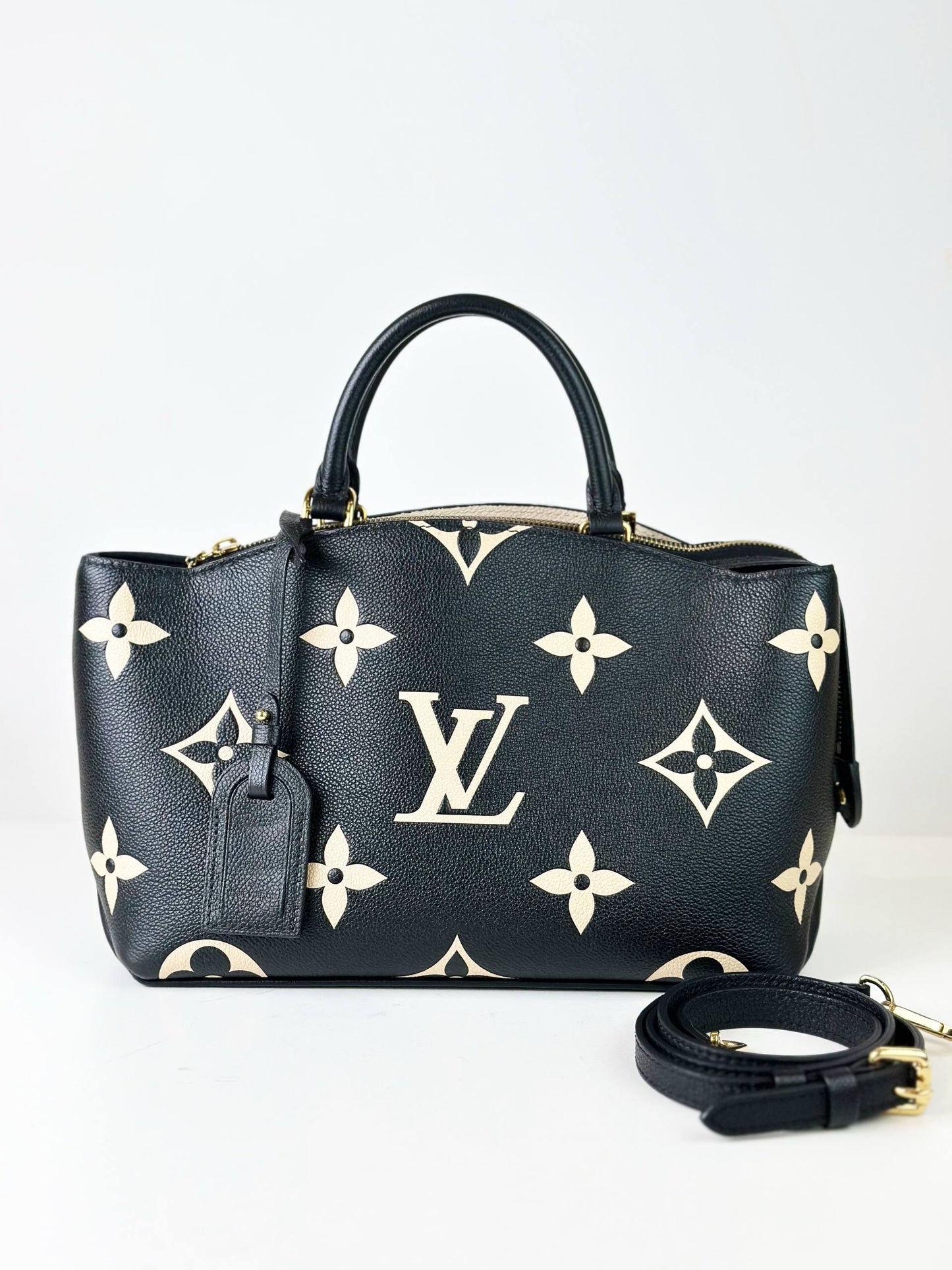 LOUIS VUITTON PETIT PALAIS PM MONOGRAM EMPREINTE HANDBAG WITH STRAP