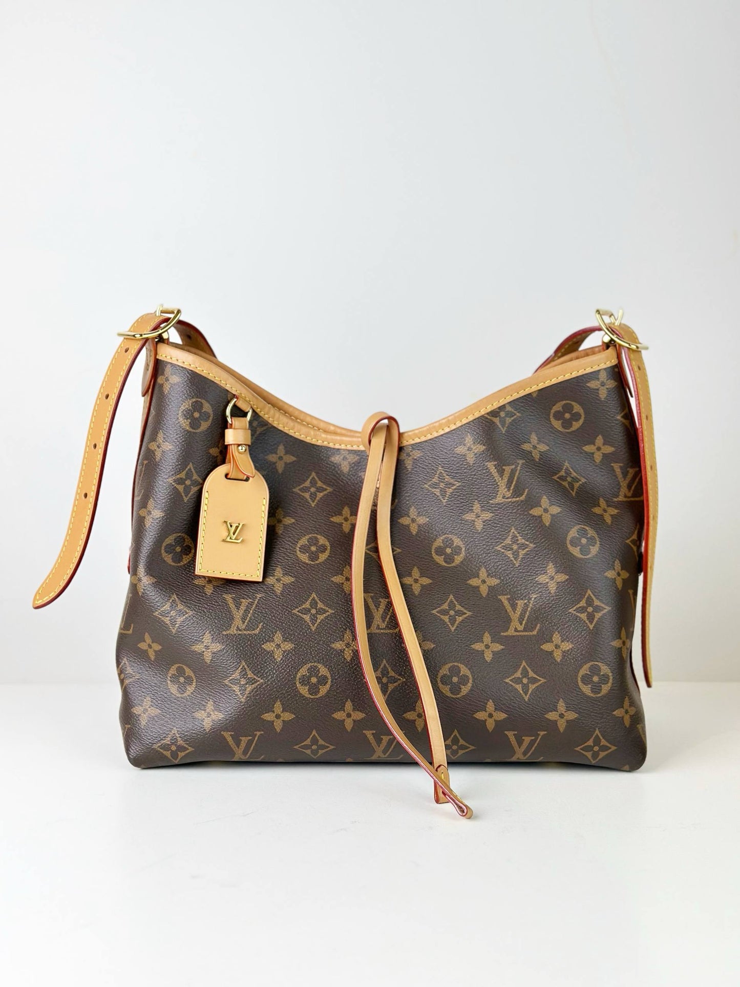 LOUIS VUITTON MONOGRAM CARRYALL PM SHOULDER BAG WITH POUCH
