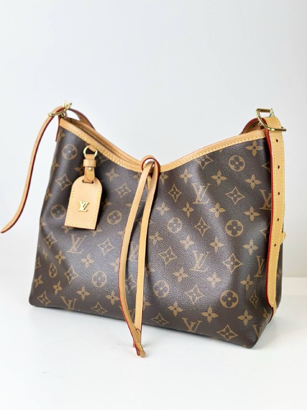 LOUIS VUITTON MONOGRAM CARRYALL PM SHOULDER BAG WITH POUCH