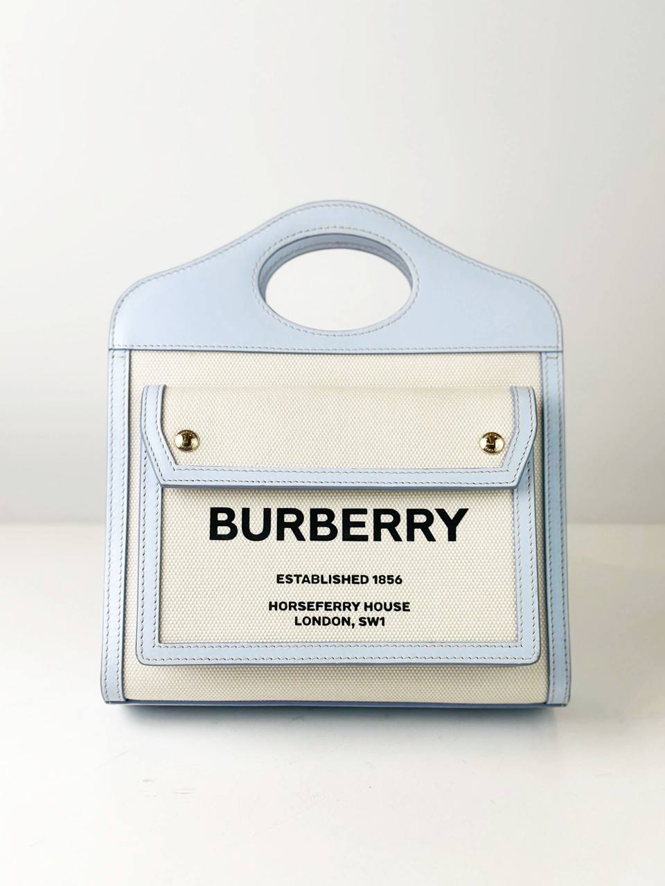 BURBERRY MINI POCKET TWO TONE TOTE BAG