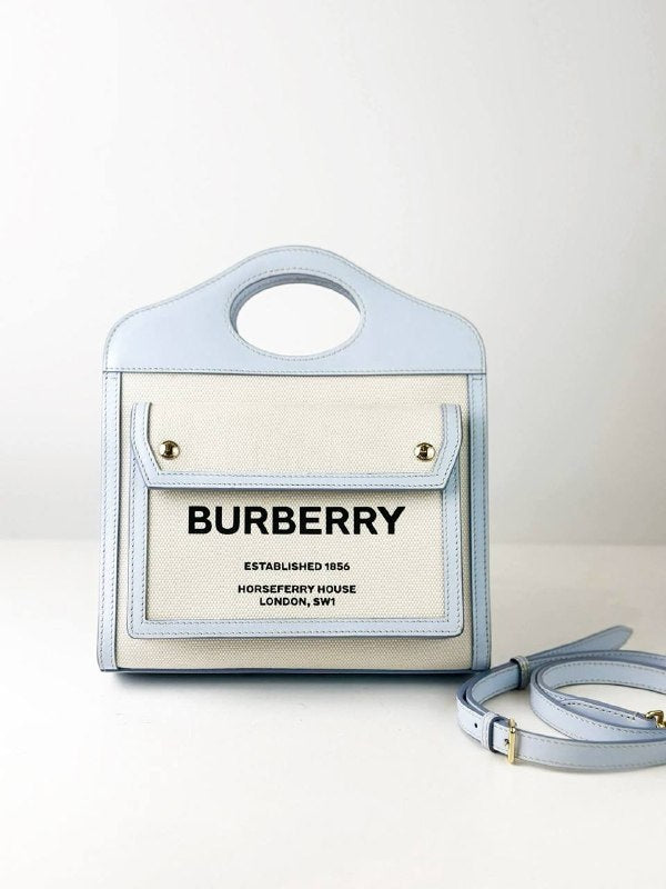 BURBERRY MINI POCKET TWO TONE TOTE BAG