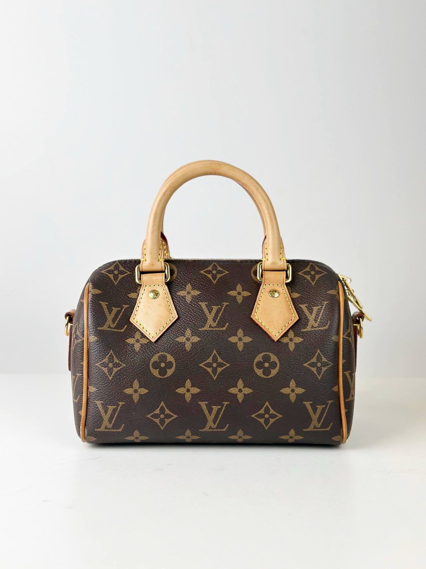 LOUIS VUITTON SPEEDY BANDOULIERE 20 MONOGRAM TOP HANDLE BAG WITH STRAP