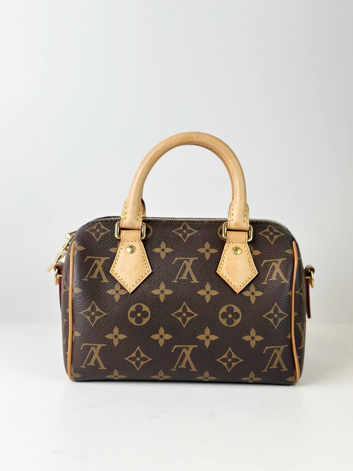 LOUIS VUITTON SPEEDY BANDOULIERE 20 MONOGRAM TOP HANDLE BAG WITH STRAP