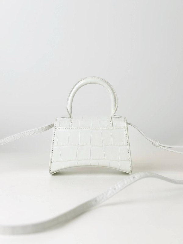 BALENCIAGA HOURGLASS MINI WHITE CROSSBODY BAG