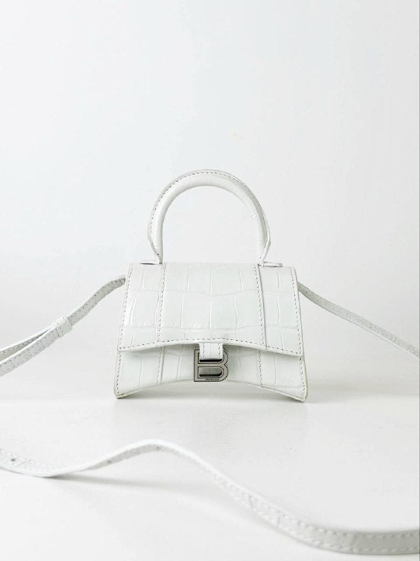 BALENCIAGA HOURGLASS MINI WHITE CROSSBODY BAG