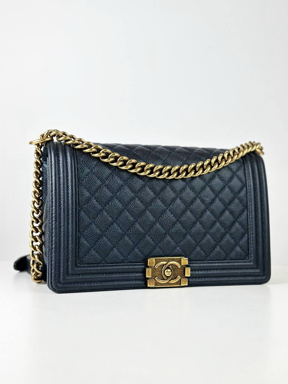 CHANEL LE BOY LARGE FLAP BLACK SHOULDER BAG GHW