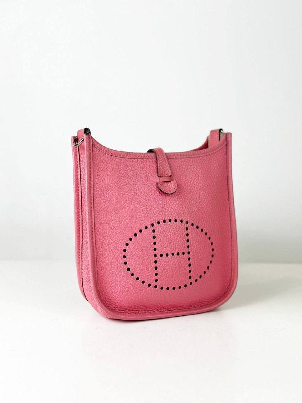 HERMES EVELYNE TPM 16 ROSE AZALEE TAURILLON CLEMENCE LEATHER CROSSBODY BAG