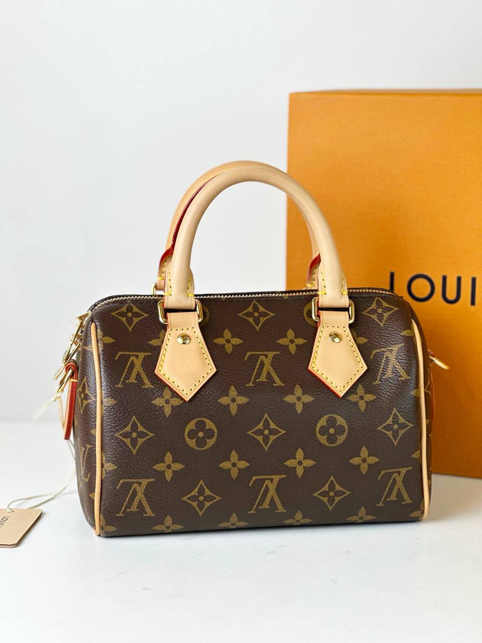 LOUIS VUITTON SPEEDY BANDOULIERE 20 MONOGRAM TOP HANDLE BAG WITH STRAP