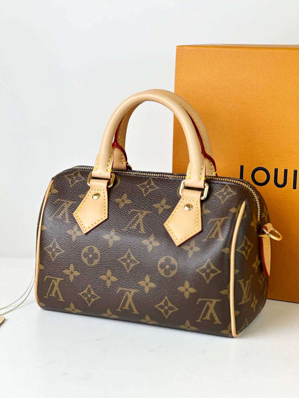 LOUIS VUITTON SPEEDY BANDOULIERE 20 MONOGRAM TOP HANDLE BAG WITH STRAP
