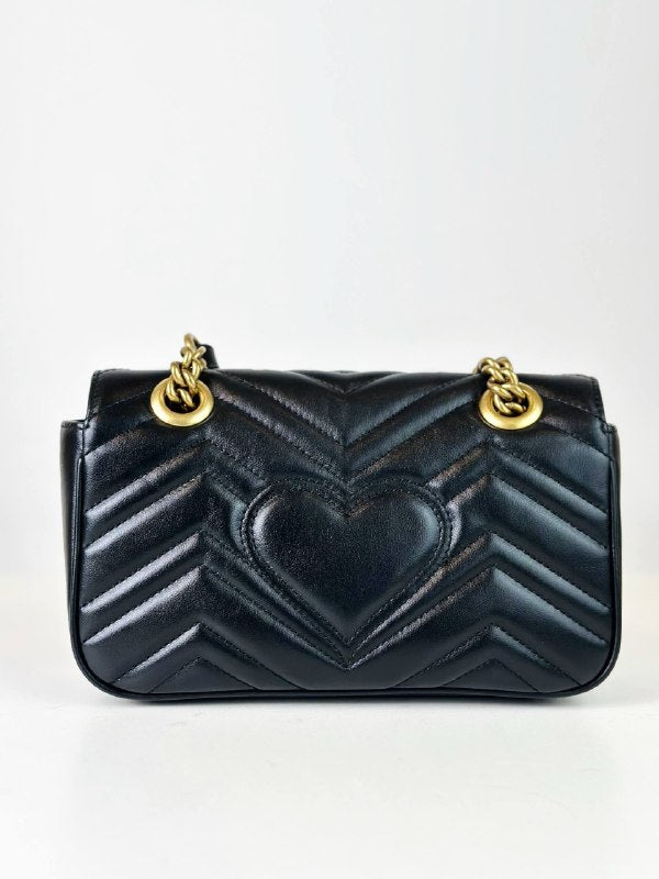 GUCCI GG MARMONT BLACK SMALL SHOULDER BAG GHW