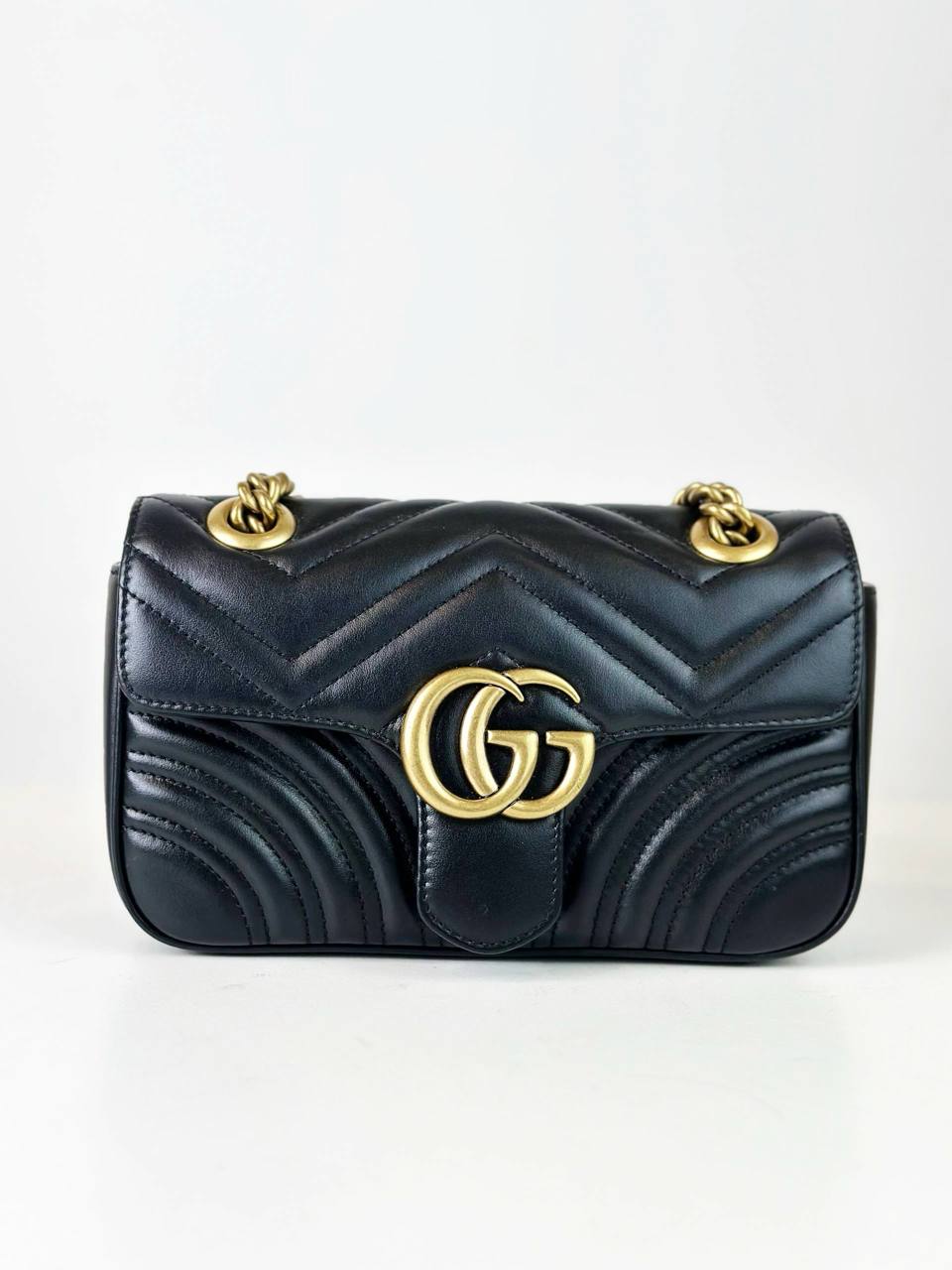 GUCCI GG MARMONT BLACK SMALL SHOULDER BAG GHW
