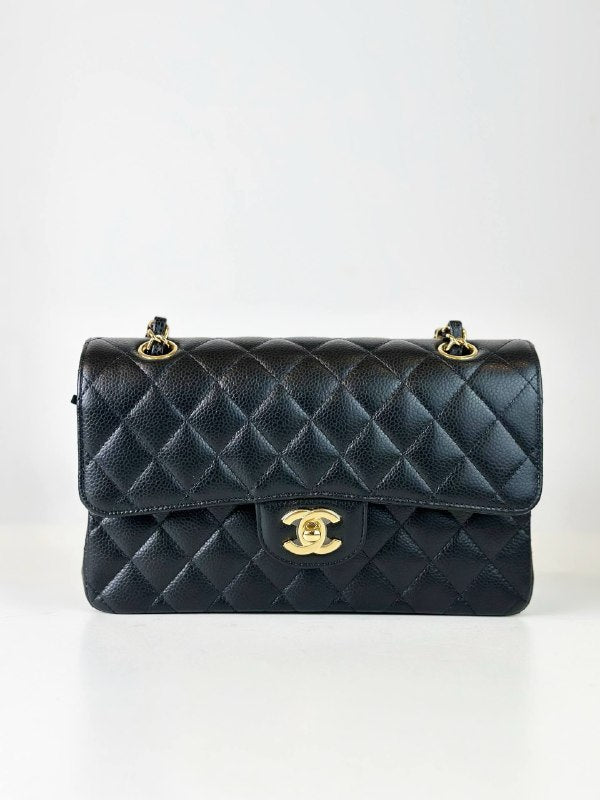 CHANEL CLASSIC FLAP CAVIAR BLACK SMALL SHOULDER BAG GHW