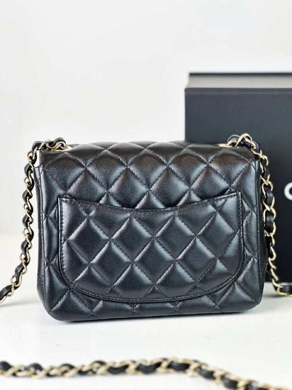 CHANEL CLASSIC MINI SQUARE FLAP BLACK CROSSBODY BAG GHW