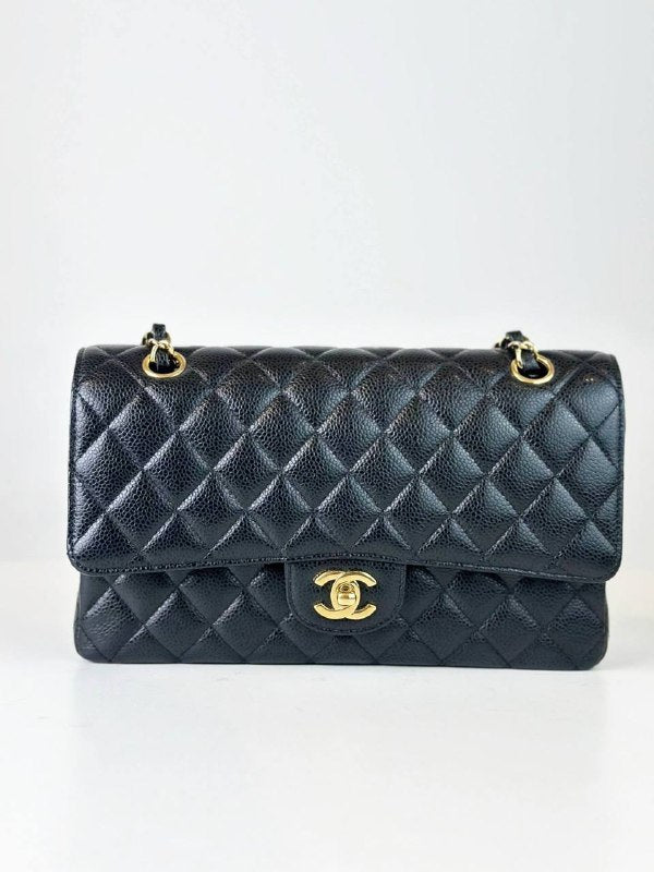 CHANEL CLASSIC FLAP CAVIAR BLACK MEDIUM SHOULDER BAG GHW